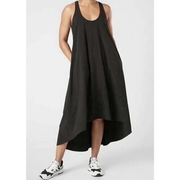 ATHLETA Presidio Traveler Black High Lo Lagenlook Minimalist Relaxed Dress Small - Picture 1 of 13